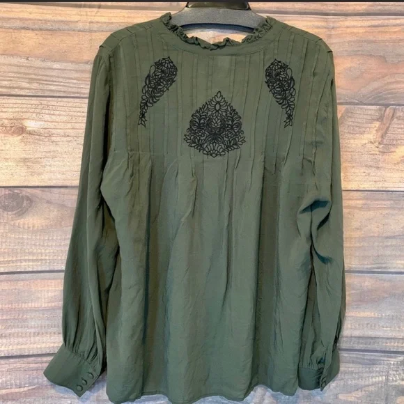 Torrid Embroidered Button down Peasant Blouse - Picture 6 of 12